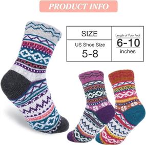 img 1 attached to 🧦 5 Pairs of Women's Warm Cozy Crew Wool Socks - Wool Socks for Women, Winter Warmth, Vintage Style, Thick Knit Cabin Socks - Great Gifts