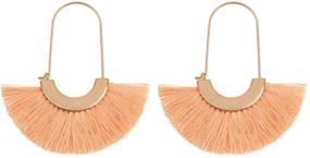 img 4 attached to 🌸 SEO-optimized Product Name: Lightweight Bohemian Silky Thread Tassel Strand Fringe Statement Hoop Earrings - Semi Circle Fan Threader, Mermaid Hoops