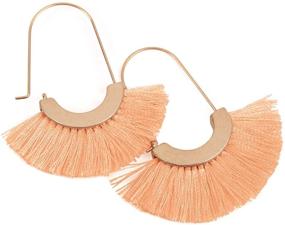 img 2 attached to 🌸 SEO-optimized Product Name: Lightweight Bohemian Silky Thread Tassel Strand Fringe Statement Hoop Earrings - Semi Circle Fan Threader, Mermaid Hoops