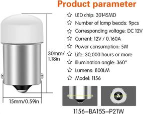 img 3 attached to 🚗 DuaBhoi 1156 Led Bulb Super Bright BA15S 1141 1003 7506 P21W 3497 1073 Replacement for Car Camper RV Reverse Brake Back Up Tail Interior Indoor Parking Outdoor Light Landscape Lighting 2PCS White: Efficient Lighting Solution for Vehicles and Outdoor Spaces