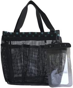 img 4 attached to 🛁 XLarge Coated Mesh Shower Caddy Tote Bag with 8 Pockets, Waterproof Phone Pouch for Quick Dry in Gym, Dorm, and Travel