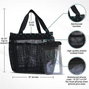 img 2 attached to 🛁 XLarge Coated Mesh Shower Caddy Tote Bag with 8 Pockets, Waterproof Phone Pouch for Quick Dry in Gym, Dorm, and Travel