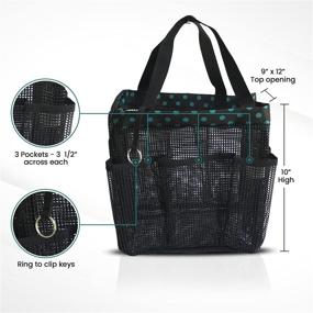 img 1 attached to 🛁 XLarge Coated Mesh Shower Caddy Tote Bag with 8 Pockets, Waterproof Phone Pouch for Quick Dry in Gym, Dorm, and Travel