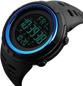 img 3 attached to ⌚ Водонепроницаемые мужские цифровые наручные часы для активного отдыха с функциями секундомера, обратного отсчета, автоматической датой и будильником