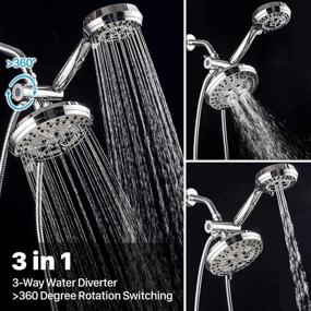 img 1 attached to Shower Heads with Handheld Spray, 7-inch Rain Shower Head and 4.5-inch Handheld Shower 🚿 Head with Hose, Dual Rainfall Shower Head Combo, Large Waterfall Showerhead, Luxury Chrome (7-inch+4.5-inch Shower Combo)