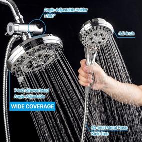 img 2 attached to Shower Heads with Handheld Spray, 7-inch Rain Shower Head and 4.5-inch Handheld Shower 🚿 Head with Hose, Dual Rainfall Shower Head Combo, Large Waterfall Showerhead, Luxury Chrome (7-inch+4.5-inch Shower Combo)