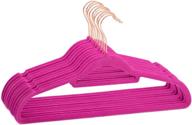 👗 upgrade your closet with 50-pack premium velvet suit hangers: non-slip, 360 degree chrome swivel rose gold hook, durable & strong hold up to 10 lbs, ultra thin coat hangers (rose red) логотип