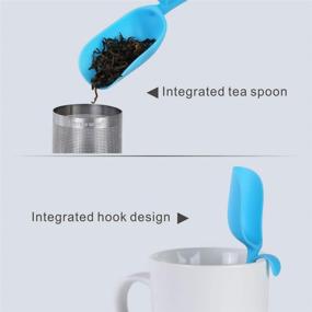 img 3 attached to 🍵 KITCHENDAO 2-in-1 Tea Infuser & Spoon with Hidden Air Vents, Dual Drip Trays, Extra Fine 18/8 Mesh for Various Tea Types, Integrated Hook, Easy to Clean - Pack of 4