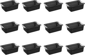 img 3 attached to 🧺 12-Pack of Sterilite 16229012 Small Ultra Baskets in Black with Titanium Inserts