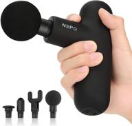💆 nepq mini massage gun: powerful portable deep tissue muscle massager with 4 speeds and 4 massage heads for pain relief - rechargeable & high-intensity vibration (black) logo