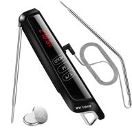 🌡️ koglar th-400 dual probe meat thermometer digital - instant read food thermometers with led alarm, magnet calibration, and ipx6 waterproof for cooking bbq smoker fry [battery not included] (black) logo