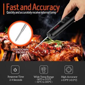 img 3 attached to 🌡️ KOGLAR TH-400 Dual Probe Meat Thermometer Digital - Instant Read Food Thermometers with LED Alarm, Magnet Calibration, and IPX6 Waterproof for Cooking BBQ Smoker Fry [Battery Not Included] (Black)