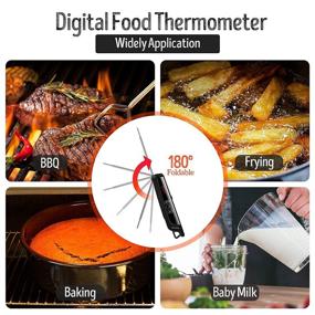 img 1 attached to 🌡️ KOGLAR TH-400 Dual Probe Meat Thermometer Digital - Instant Read Food Thermometers with LED Alarm, Magnet Calibration, and IPX6 Waterproof for Cooking BBQ Smoker Fry [Battery Not Included] (Black)