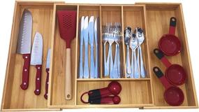 img 3 attached to 🎍 Bamboo Drawer Organizer - Utensil and Makeup Tray by TND Products