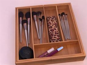 img 1 attached to 🎍 Bamboo Drawer Organizer - Utensil and Makeup Tray by TND Products