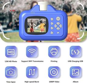 img 3 attached to 📷 Gemgucar WiFi Instant Print Digital Kids Camera - 1080P, 180 Degree Rotating Lens, 32G SD Card - Perfect Gift for Girls (Blue)