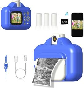 img 4 attached to 📷 Gemgucar WiFi Instant Print Digital Kids Camera - 1080P, 180 Degree Rotating Lens, 32G SD Card - Perfect Gift for Girls (Blue)