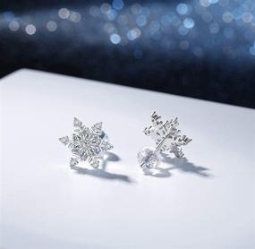 img 2 attached to ❄️ 925 Sterling Silver Snowflake Stud Earrings: Hypoallergenic CZ studs for Sensitive Ears- Perfect Christmas Gifts for Women and Girls