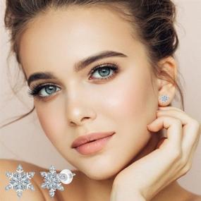 img 1 attached to ❄️ 925 Sterling Silver Snowflake Stud Earrings: Hypoallergenic CZ studs for Sensitive Ears- Perfect Christmas Gifts for Women and Girls