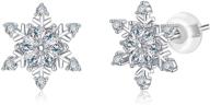 ❄️ 925 sterling silver snowflake stud earrings: hypoallergenic cz studs for sensitive ears- perfect christmas gifts for women and girls logo