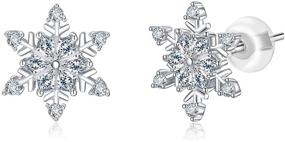 img 4 attached to ❄️ 925 Sterling Silver Snowflake Stud Earrings: Hypoallergenic CZ studs for Sensitive Ears- Perfect Christmas Gifts for Women and Girls