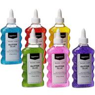 amazon basics liquid washable glitter glue bundle - red/yellow/blue & green/pink/purple - 6 oz. each, 3-count logo