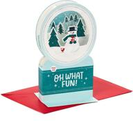 hallmark paper wonder musical pop up christmas card: snowman snow globe with jingle bells melody logo