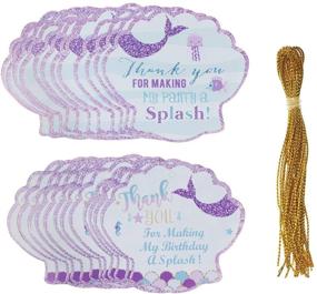 img 4 attached to 🧜 Penta Angel 24Pcs Mermaid Thank You Tags with String - Paper Gift Goody Bags Hanging Labels for Girls Birthday, Wedding & Under The Sea Themed Party Favors