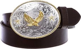 img 3 attached to Western Cowboy Silver Soaring Leather Men's Accessories for Belts