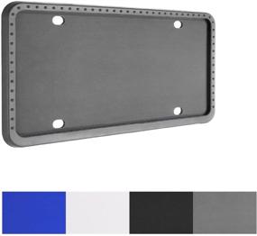 img 4 attached to 🚗 Panykoo Universal Silicone License Plate Frame: Rust-Proof, Rattle-Proof, Weather-Proof Gray Plate Holder