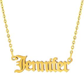 img 4 attached to Personalized Old English Name Necklace: 18K Gold Plated Monogram Jewelry for Women - Perfect Christmas/Birthday Gift - Over 800 Names in Stock!