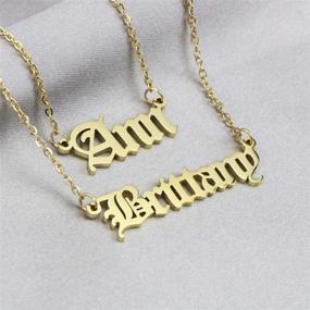 img 1 attached to Personalized Old English Name Necklace: 18K Gold Plated Monogram Jewelry for Women - Perfect Christmas/Birthday Gift - Over 800 Names in Stock!