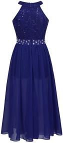 img 2 attached to 💃 iEFiEL Junior Big Girls High Neck Chiffon Bridesmaid Dress Wedding Party Ball Prom Maxi Gown Romper