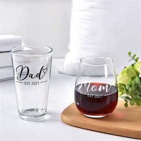 img 1 attached to 🍷 Stemless Wine and Beer Glass Set - Mom & Dad EST 2021, Perfect New Parents Gift for Baby Shower, Mother’s Day, Father’s Day, Christmas, Birthday, and Daily Use