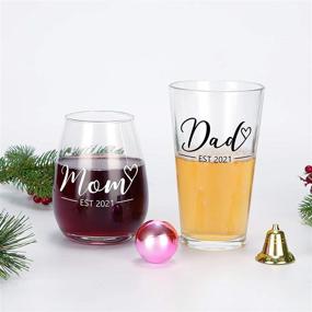 img 2 attached to 🍷 Stemless Wine and Beer Glass Set - Mom & Dad EST 2021, Perfect New Parents Gift for Baby Shower, Mother’s Day, Father’s Day, Christmas, Birthday, and Daily Use