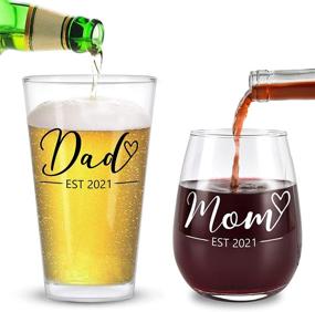 img 3 attached to 🍷 Stemless Wine and Beer Glass Set - Mom & Dad EST 2021, Perfect New Parents Gift for Baby Shower, Mother’s Day, Father’s Day, Christmas, Birthday, and Daily Use