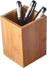 img 4 attached to 🖊️ YOSCO Bamboo Wood Desk Pen Pencil Holder Stand - The Ultimate Multi-Purpose Pencil Cup Pot & Desk Organizer