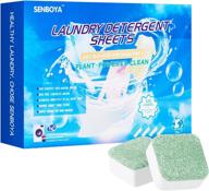 🌿 senboya 120 sheets eco-friendly laundry detergent, fresh linen scent, plastic-free, gentle on sensitive skin, easy to dissolve, biodegradable and efficient cleaning, travel-friendly (includes 4 free machine cleaner sheets) logo