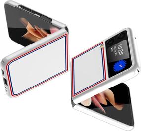 img 4 attached to 📱 CENMASO Samsung Galaxy Z Flip 3 Case - Slim Fit Mirror Hard Polycarbonate Anti-Drop Bumper Case (Color bar White)