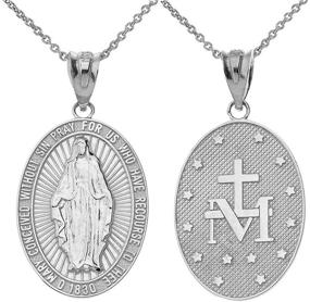 img 4 attached to .925 Sterling Silver Miraculous Medal Necklace: Blessed Virgin Mary Catholic Charm Pendant with Rolo Chain & Pendant Only