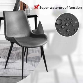 img 3 attached to 🪑 Grey Zerifevni Dining Chairs - Set of 2 Mid-Century Style Faux Leather Upholstered Comfy Kitchen Side Chairs