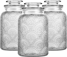 img 4 attached to 🍪 Daitouge Glass Cookie Jars with Lids - Stylish Retro Design for Kitchen or Bathroom - Set of 3 Glass Canisters