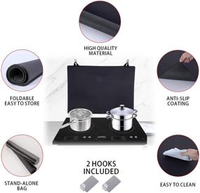 img 3 attached to 🔥 Waterproof Foldable Stove Cover for Electric Stove - Protects Washer Dryer Top and Prevents Scratches on Glass Surface, Including Storage Bag and 2 Metal Hooks, 28.5x20.5, BLACK