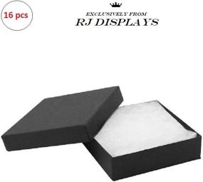 img 3 attached to Set of 16 Matte Black Cotton Filled Jewelry Gift and 🎁 Retail Boxes, 3.5 X 3.5 X 1 Inch Size by R J Displays