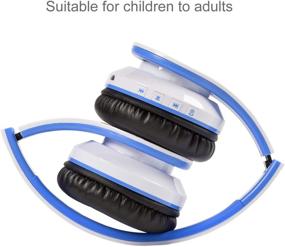 img 1 attached to Bluetooth Kids Headphones Bluetooth BestGot BT6002 Wireless Headphones For Kids Children Adults For School Foldable Headset For 18 Hours For PC/Phone/Tablets/TV (White/Blue)