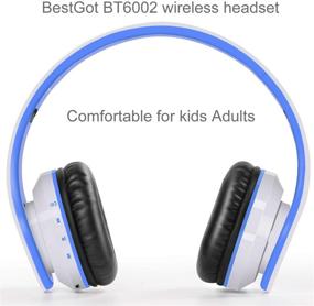 img 3 attached to Bluetooth Kids Headphones Bluetooth BestGot BT6002 Wireless Headphones For Kids Children Adults For School Foldable Headset For 18 Hours For PC/Phone/Tablets/TV (White/Blue)