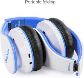 img 2 attached to Bluetooth Kids Headphones Bluetooth BestGot BT6002 Wireless Headphones For Kids Children Adults For School Foldable Headset For 18 Hours For PC/Phone/Tablets/TV (White/Blue)