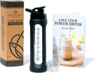 🌱 love yourself wellness shaker (20oz) - glass bottle for protein mixes with lid - bpa free, leakproof smoothie blender bottle - perfect for protein shakes & pre-workout - includes recipe e-book logo