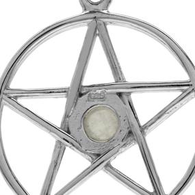 img 2 attached to Silvershake Moonstone Silver Pentagram Star Pendant: 🌟 Elegant 925 Sterling Necklace with 18 Inch Chain