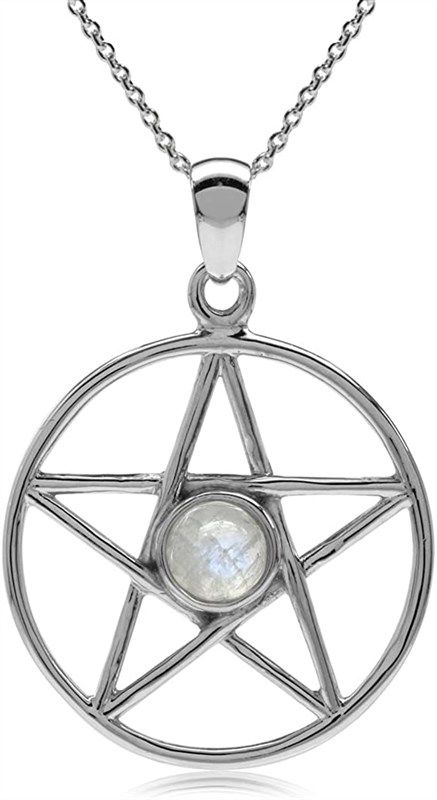rainbow moonstone sterling pentagram necklace 로고